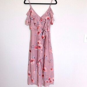 Jodi Kristopher High Low Floral Ruffle Dress - Blush Pink - Small